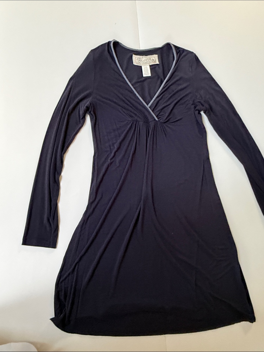 Long-Sleeve Black V-Neck Wrap-Style Dress